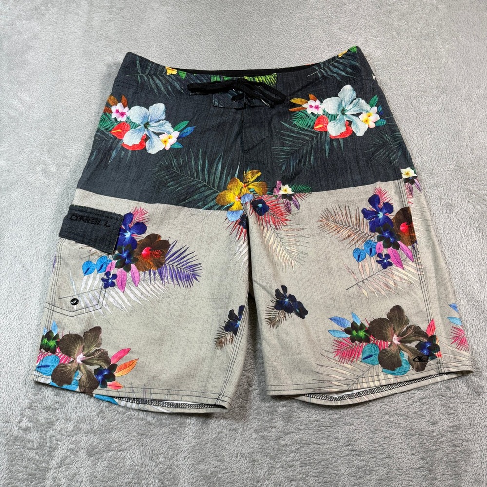 O'Neill Board Shorts Mens 33 Multicolor Floral 10" Tropical‎ Surf Beach Vacation